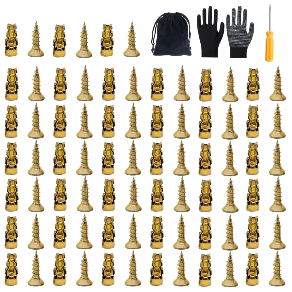 120PCS Bulk Pack Hinge Repair Expansion Screw Hardware Kit, 60 Anchors & 60 Screws, Short Anchor Thread Fixer, Heavy Duty Fasteners for Bird Cage Doors, Walls
