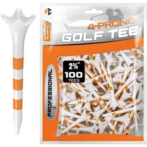 60/100 Pack Plastic Golf Tees (2-3/4"or 3-1/4"), Enhanced Durability & Stability, Designed to Reduce Friction and Side Spin