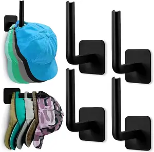 4-Pack Hat Rack for Wall Hat Organizer, Adhesive Hat Hooks for Wall