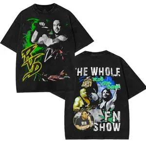 WWE -  Rob Van Dam RVD “The Whole F’N Show” Vintage Washed Oversized T-Shirt | WWE Retro Wrestling Graphic Tee Cotton Unisex Streetwear Top for Hardcore Fans