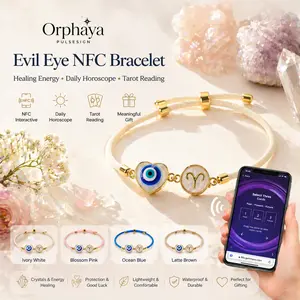 The Smart Oracle NFC Zodiac Bracelet Adjustable Anklet, Pearl Embellished Evil Eye Protection Talisman, Tap for Personalized Daily Tarot & Horoscope Spiritual Jewelry