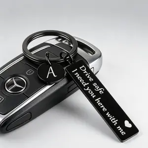 2026 Viral Drive Safe Keychain for husband - 26-Letter Personalized Keychain - Perfect Gift for boyfriend Birthday Christmas Valentines Day - Unique Letter Design Stainless Steel Pendant Keyring meaningful for love gift