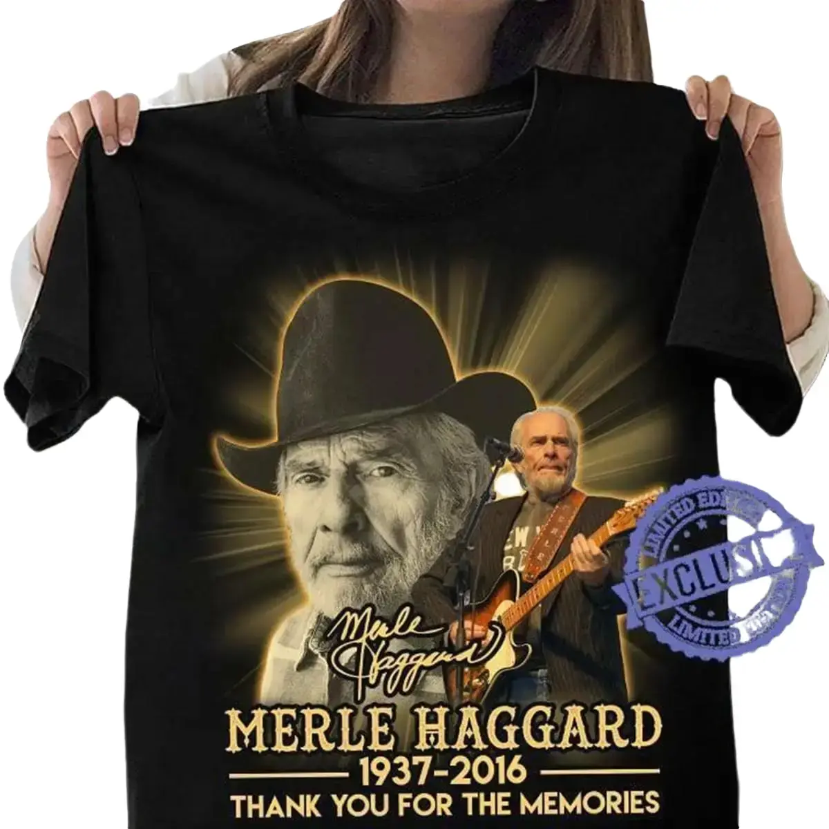 Thank You 1937 2016 Legend Merle Haggard Black T-Shirt