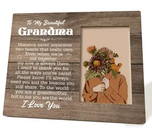 Grandma Picture Frames Sentimental Gift Poem Photo Frame 10X8 MDF Wood Desk Decor Perfect for Birthday Anniversary & More