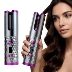 Automatic Hair Curler,Automatic Curling Iron with 6 Temperatures, Portable Travel Rechargeable Curly Hair Styling Tools，USB Rechargeable Cordless Hair Curler, Anti-Scald-Tangle for Long Hair，Effortless Styling Smooth