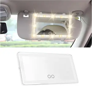 Car Sun Visor Makeup Mirror, LED Touch Screen Adjustable Brightness Auto Interior Makeup HD Mirror, Rechargeable Vanity Mirror