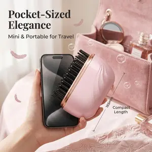 Upgraded version! with three-level adjustmentCompact Wireless Straightening Comb, 1-Count Portable USB-Rechargeable Travel Hair Styler with Copper Heating Plates, Fashionable Modern Design Mini Thermal Straightening Brush