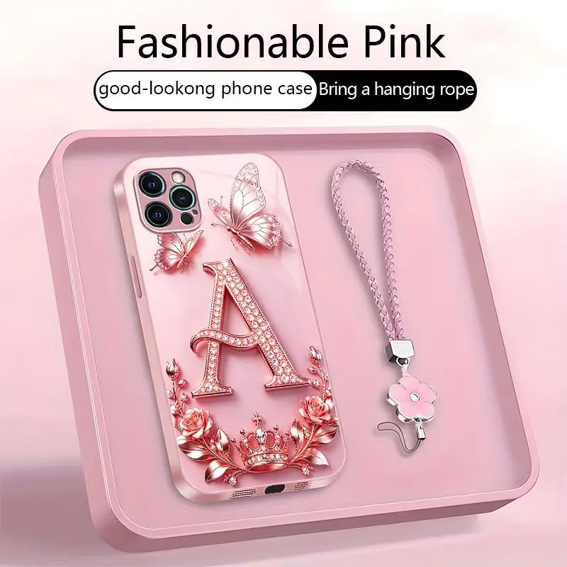Suitable for [iPhone 12 Pro Max ] High-end, stylish letter-patterned phone case, 2D printed pattern, not 3D,full-coverage protection, free lanyard included,Purchase now and enjoy free shipping immediately！YM99