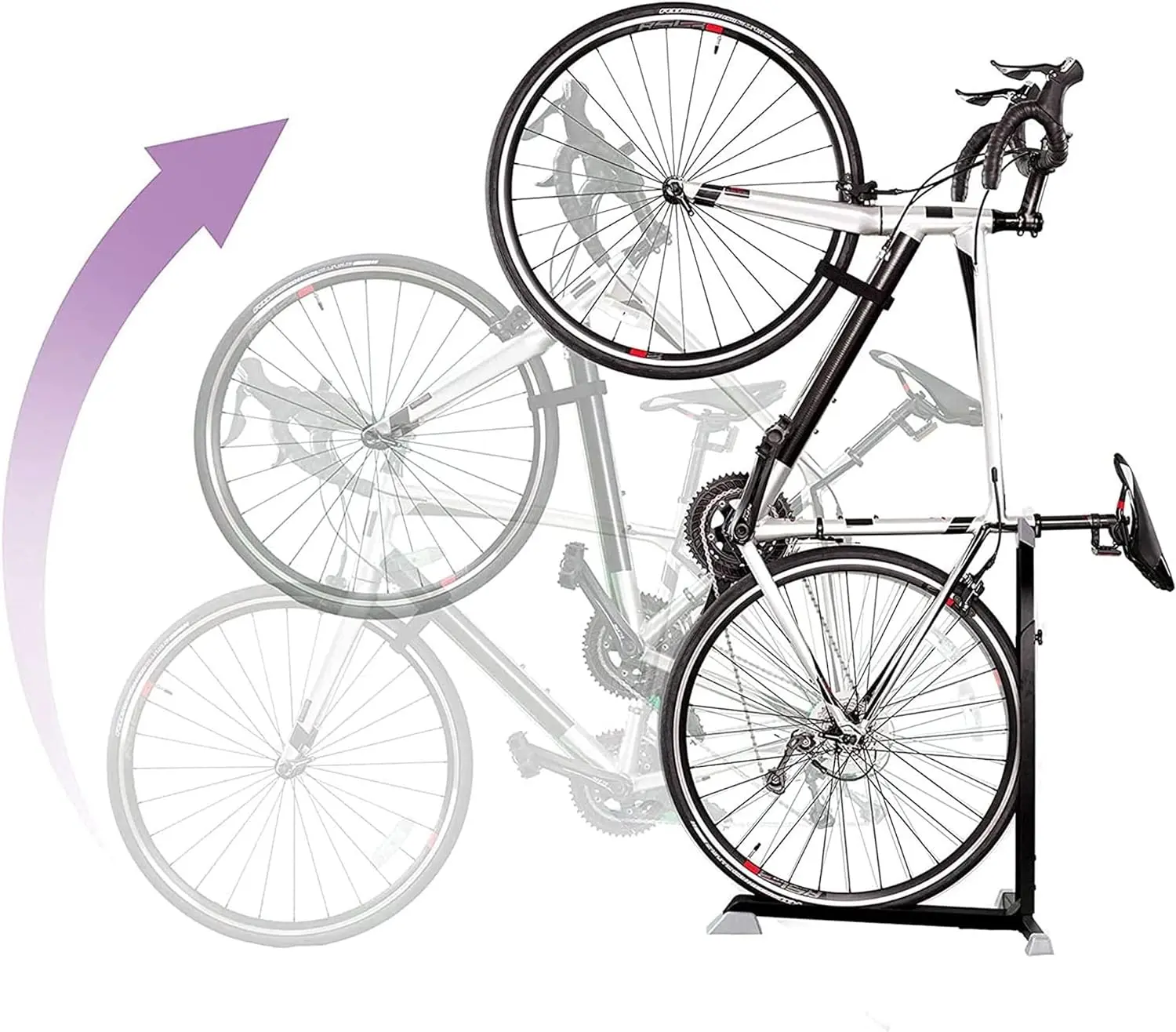 Bike Stand & Vertical Storage Rack by Bike Nook - The Original Vertical Bicycle Floor Stand for Garage Storage and Indoor and Outdoor use, Perfect Bike Accessories for Small Spaces with No Drilling