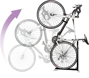 Bike Stand & Vertical Storage Rack by Bike Nook - The Original Vertical Bicycle Floor Stand for Garage Storage and Indoor and Outdoor use, Perfect Bike Accessories for Small Spaces with No Drilling