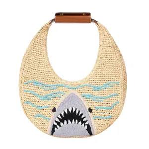 Great White Moon Raffia Bag