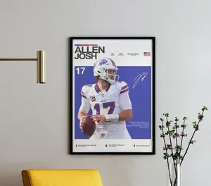 Josh Allen Poster, Buffalo football Wall Art, Football Inspired Fan Art Quarterback Print, Football print , Sports Decor Gift for Fans