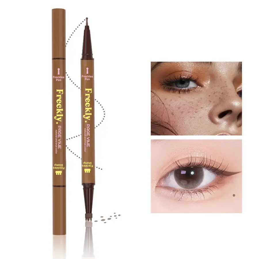 Dual Ended Freckle Pen & Freckle Stamp, Waterproof Faux Freckles Makeup Tool, Natural Looking Freckles Creator with Fine Tip for Realistic Sun Kissed Makeup Look, Smudge Proof Long Lasting Freckle Makeup for Daily Wear