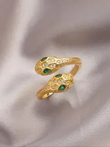 Vintage Snake Design Inlaid Zircon Ring for Women, Copper Material, Unique Party Jewelry, Fashionable and High-End Look, Perfect for Banquets, Vintage Rings, Statement Ring