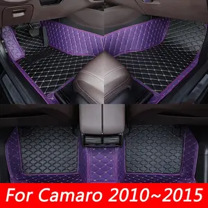 LHD PU Leather Car Floor Mats For Camaro 2010~2015 Carpets Rug Foot Pads interior Accessories detachable specialized leather mats, waterproof and thickened easy-to-clean mats, dirt-proof protection for car interior items, not for sale in the UK