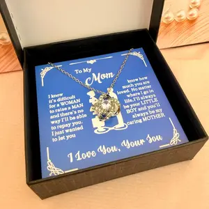 Gift for Mom from Son - Love Knot Necklace Gift Set Meaningful Mother's Day Jewelry 2026 Sentimental Message Card Thoughtful Durable