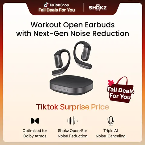 SHOKZ OpenFit Pro Open-Ear Earbuds with Noise Reduction, Dolby Atmos Superior Sound with Richer Details; Secure fit; AI call clarity; Up to 50H playtime; Bluetooth 6.1; IP55; Gym/Office/Cafe use