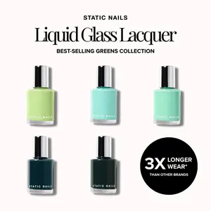 Static Nails Best-Selling Green Liquid Glass Lacquer Collection- Lasts 3x Longer Than Other Nail Polish Brands- Chip-Resistant, Long-Lasting, Non-Toxic