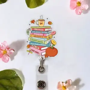 Stars Hollow Book Fall Badge Reel, Gilmore Girl Retractable Durable Acrylic Badge Holder, Perfect Gifts for ID Nurses, Doctors, Teachers & Office Professionals4455