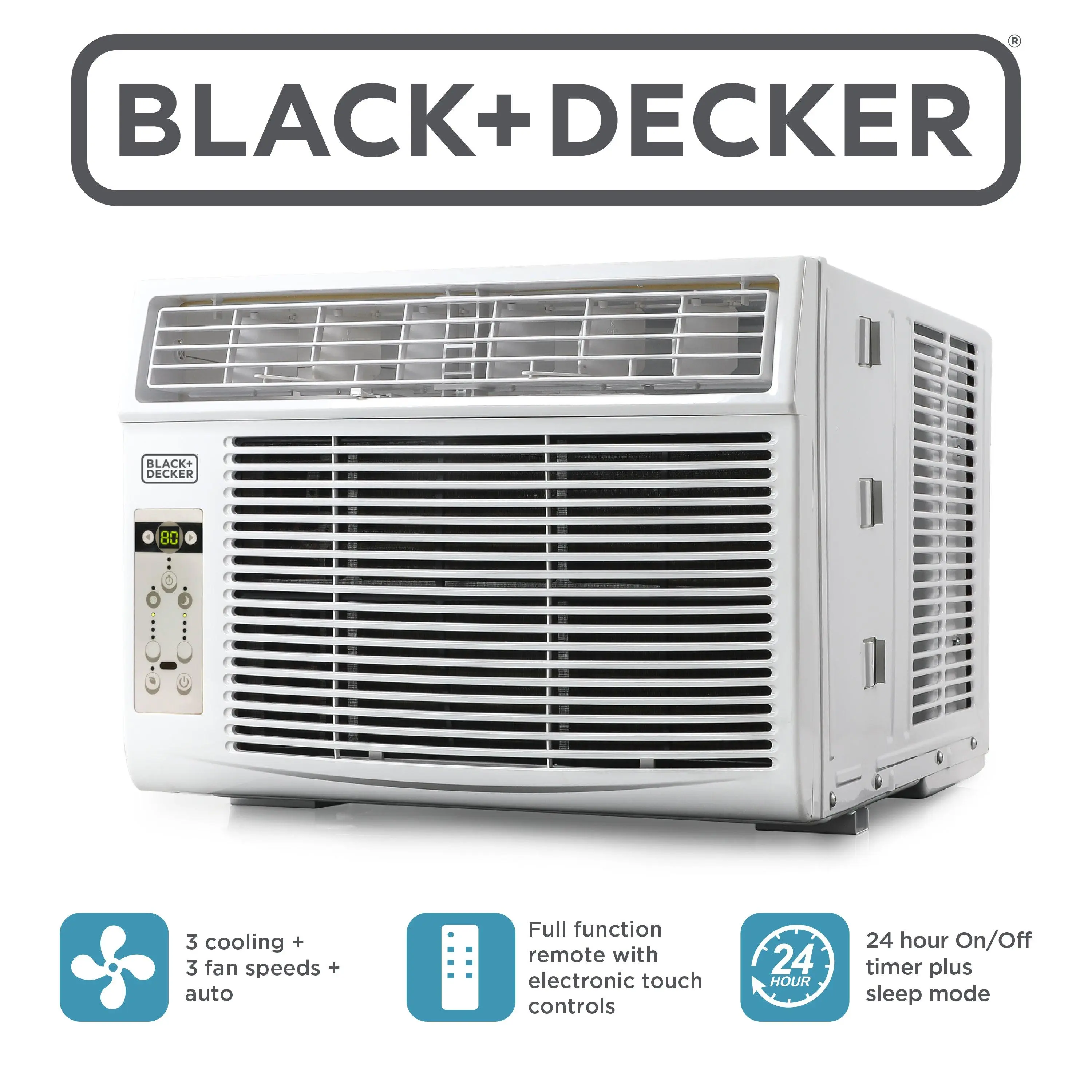 BLACK+DECKER Window Air Conditioner 14300 BTU, AC Window Unit Cools Up to 700 Square Feet, AC Unit with Remote Control, 3 Cooling Speeds and Fan Only Function, BD145WT6, White, Window Ac Units, Energy Saving Ac