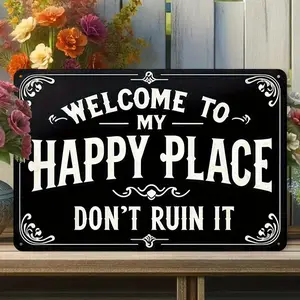 Vintage Welcome Sign, Humorous Wall Art, Durable Metal 8x12 Inch, Universal Setting Pro, Ideal for Farmhouse, Home & Office Décor