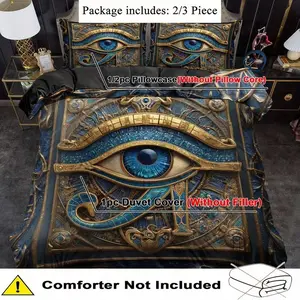 Egyptian Blue Eye Sheet Set, King Queen Style Bedding, Character Print Sheets, Polyester Material, Holiday Birthday Gift