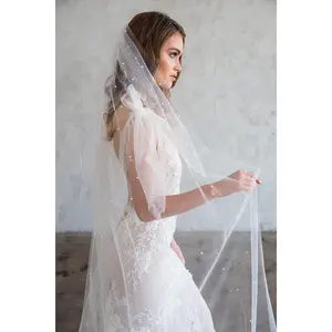 ALORA CATHEDRAL VEIL WITH SCATTERED PEARLS