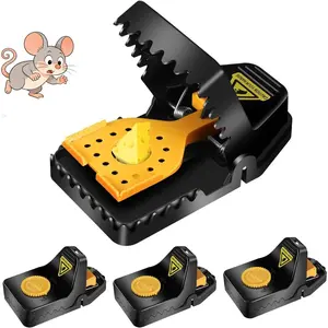Mic.e Traps, 4 Pack, Black and Gold, Reusable Control Device Mou.s.e Traps Indoor for Home`