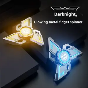 Yijue Luminous Fidget Spinner Glow In The Dark Finger Toy Cool Black Tech Stress Relief Anti-Anxiety EDC Toy For Adults