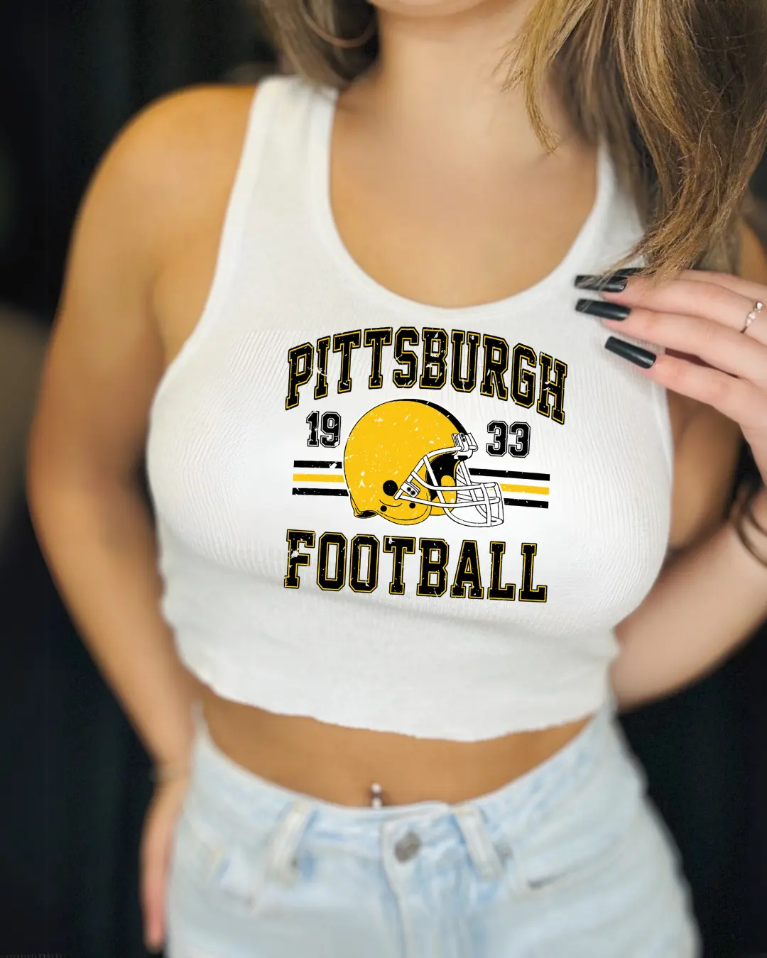 Pittsburgh Football Graphic Shirt | Vintage Style Game Day Tee | Retro Black & Gold Apparel