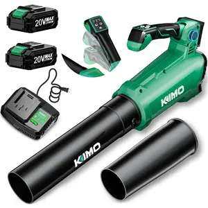 KIMO Cordless Leaf Blower with 2×2.0Ah Batteries & Charger | 800CFM/300MPH Electric Leaf Blower | 3-Speed with Visual Panel, Precision Adjustment Handle & Extended Tube | Lightweight Battery Powered Blower for Lawn Care, Yard & Garden Cleaning