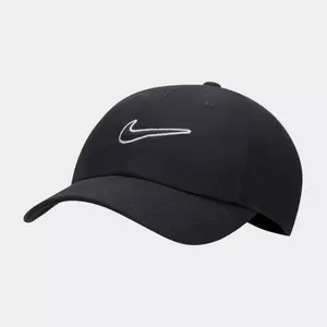 Nike Club Swoosh Unstructured Strapback Hat Black White Casual Style with Iconic Logo Design
