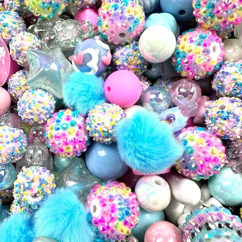 Cinna Mix-200 grams Random Mix Assorted Beads with Sequins and Pom Poms for Crafting