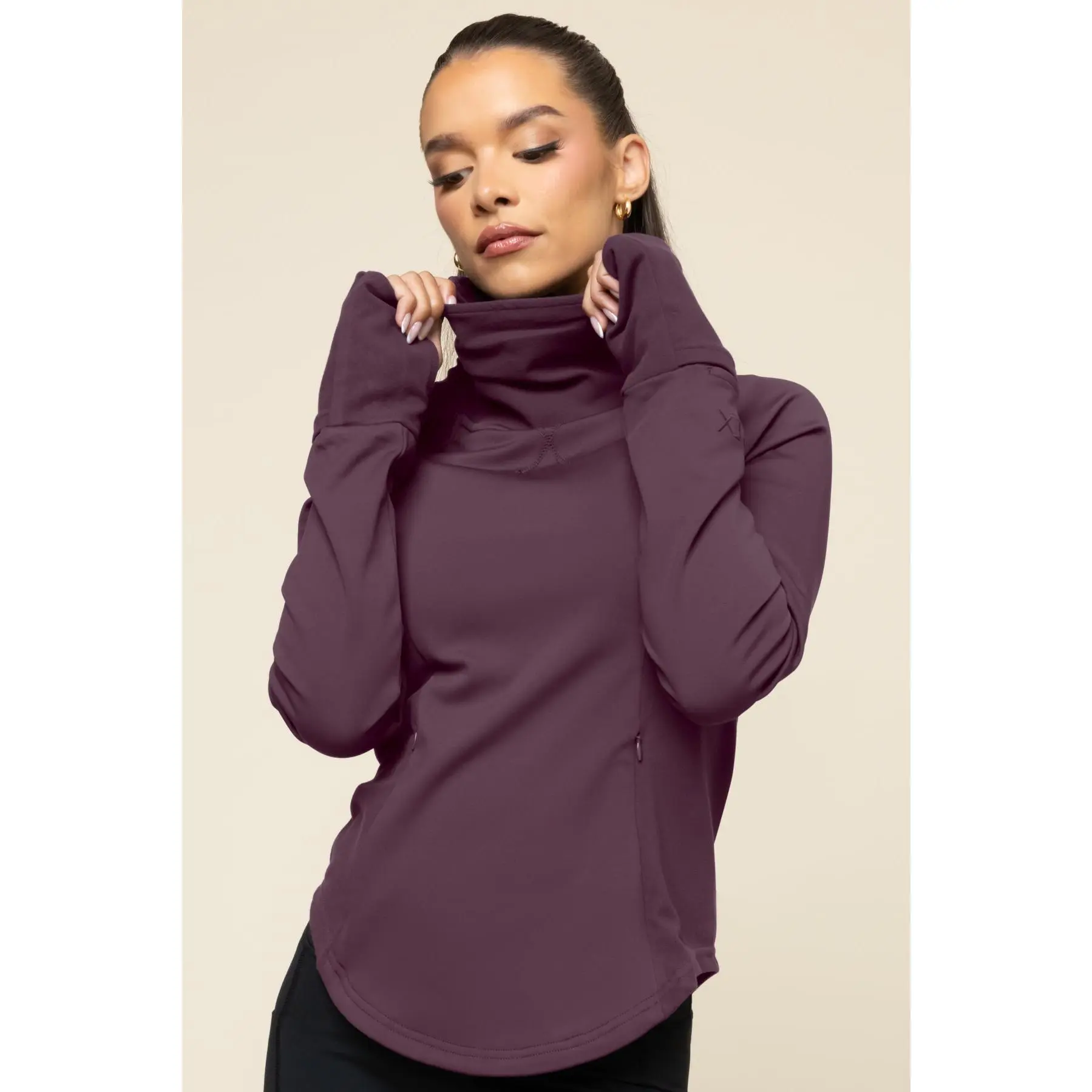 Chasing Pavements Mockneck Pullover - Aubergine