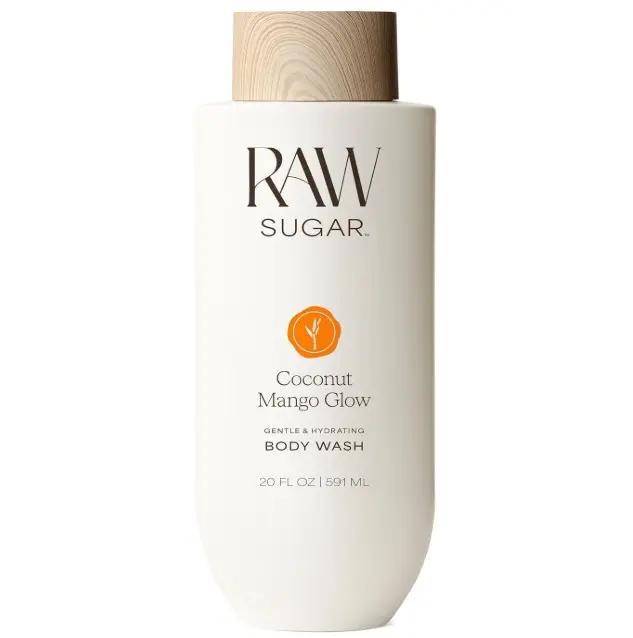 RAW SUGAR Coconut Mango Glow Gentle & Hydrating Body Wash, 20 Fl Oz (Pack of 1) Moisturizing & Brightening Bath & Shower Gel, Vegan, Formulated without SLS/SLES & Parabens