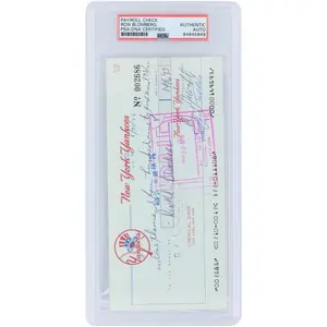 Ron Bloomberg New York Yankees Autographed Check from August 31, 1976 - PSA 84845849 - Fanatics Authentic Certified