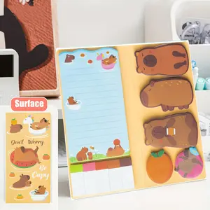 1 Set of Adorable Capybara Sticky Notes - Self-adhesive animal memo pads with colorful tabs, brown/blue, perfect for school and office supplies, ideal gift for capybara enthusiasts, cute sticky notes, Post-it/sticky notes, school/stationery supplies, note