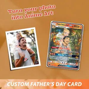 Personalized Pokemon Card From Photo Custom Father's Day Hologram Card, Couple Keepsake Unique Father's Day Birthday Anniversary Gift for Him