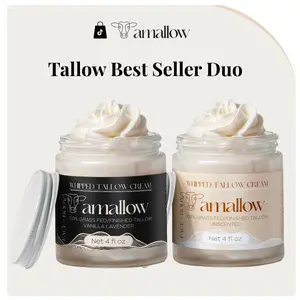 Amallow Tallow Cream Best Duo - Whipped Tallow Cream Bundle (Unscented + Vanilla Lavender)