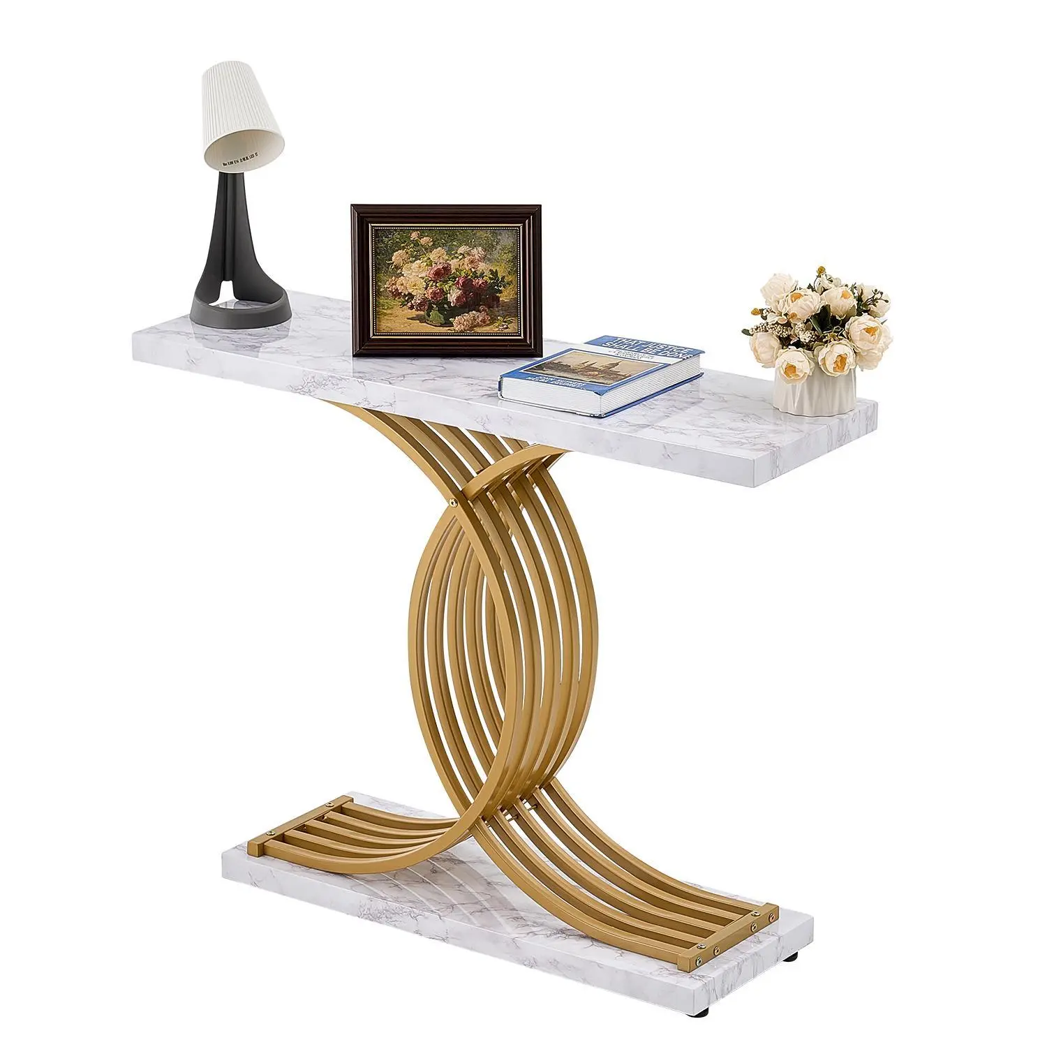 【SummerFinds】VEVOR Narrow Console Sofa Table,  , 39.4 inches Behind Couch Table, 1-Tier Long Entryway Table and Skinny Hallway Table, Narrow Sofa Table with Metal Frame, for Entryway, Hallway, Living Room & Bedroom