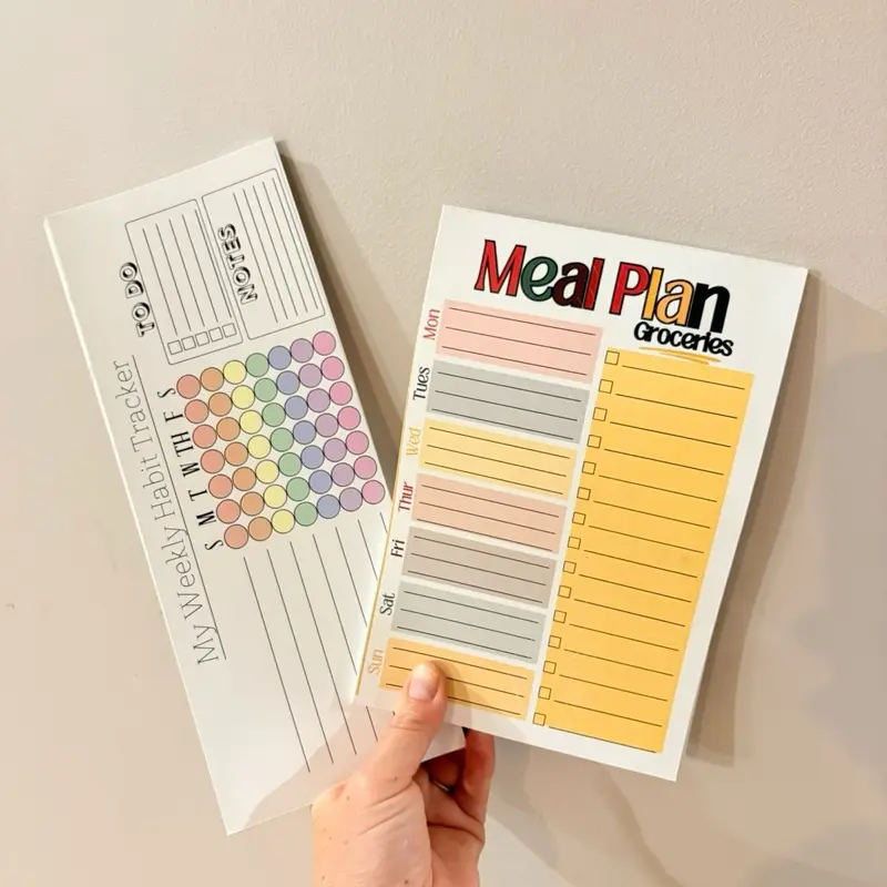 Habit Tracker and Weekly Meal Plan Notepad Bundle