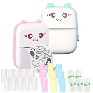 Pocket Mini Printer With 24 Rolls Paper, Portable Thermal Printer, Label Receipt Sticker Photo List Notes Inkless Smart Printing Gift For Decoration Birthday, Christmas, Valentine'S Day