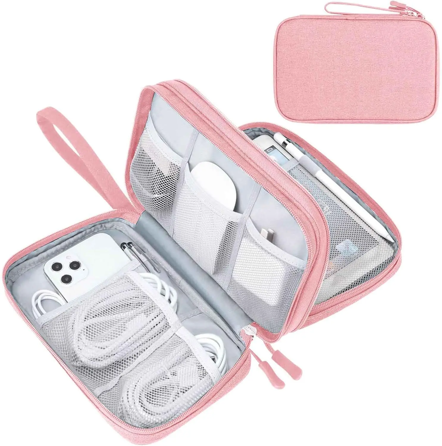 Portable Shockproof Canvas Storage Box - 7.48"x4.33"x2.16" Lightweight Sturdy EDC Organizer for Charging Cables, Earphones, Power Bank, USB, Hard Drive, SD Card (Home Supplies Shockproof Storage Bags), Edc Storage Bags