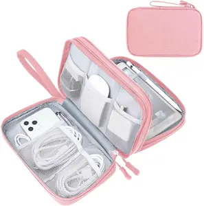 Portable Shockproof Storage Box, 7.48"x4.33"x2.16" Canvas Electronics Organizer for Charging Cables, Earphones, Power Bank, USB, Hard Drive, SD Card – Lightweight Sturdy Protection Case