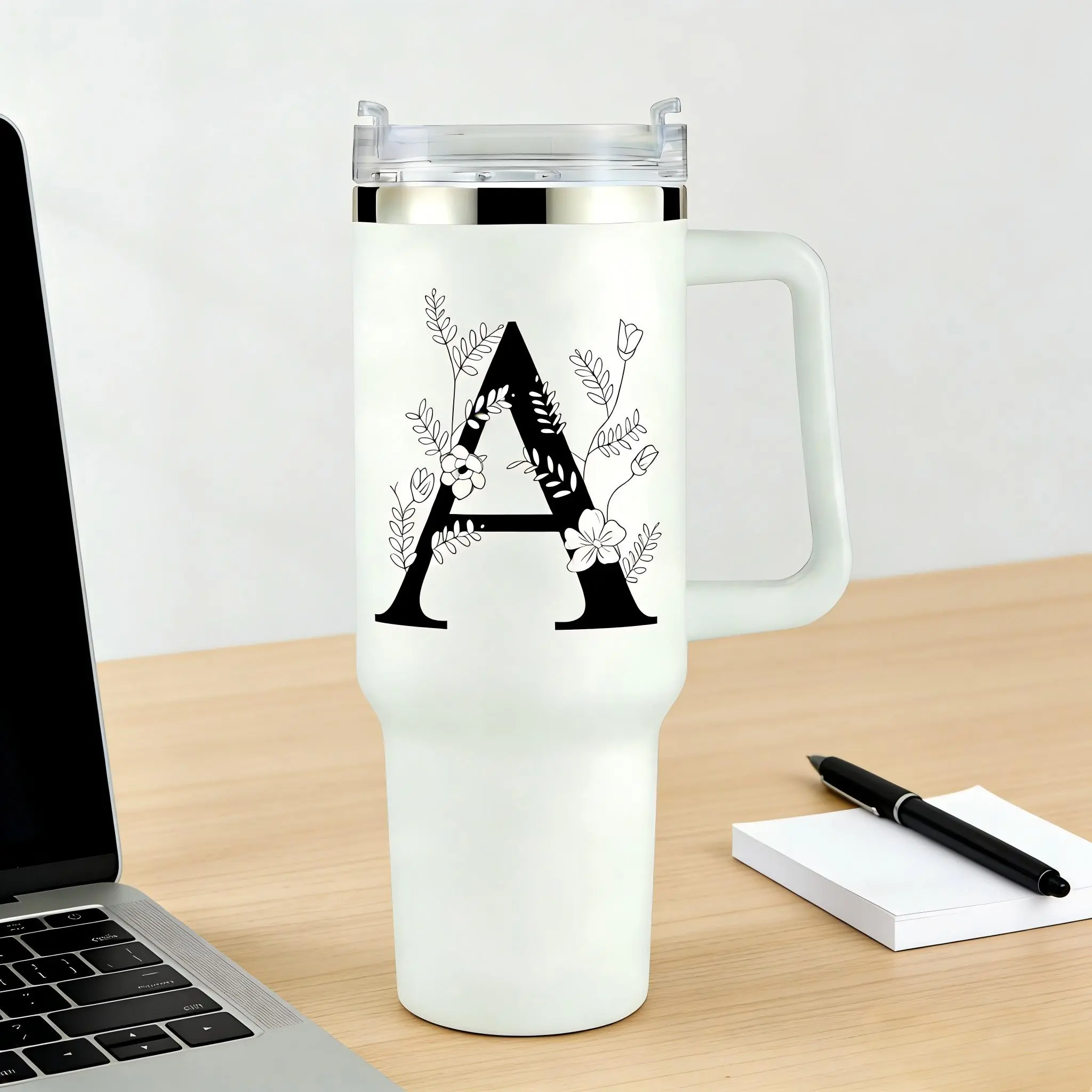 Personalized 40 Oz Tumbler with Handle, Custom Tumbler With Name - Lid and Straw, Stainless Steel Coffee Tumbler Travel Coffee Mug Cup, Personalized Gift for Women Men Birthday