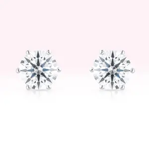 14K White Gold Diamond Solitaire Stud Earrings
