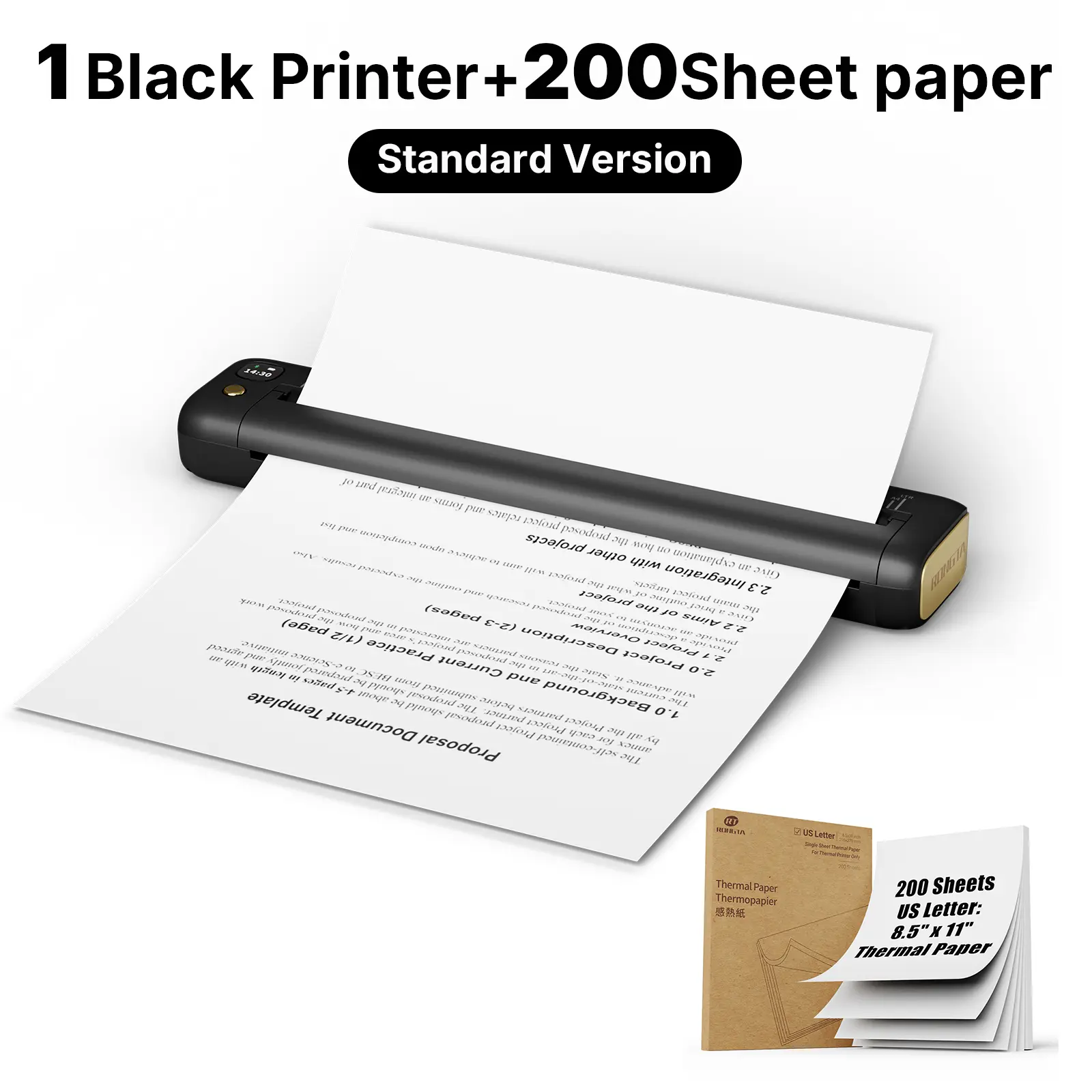 RONGTA F81 Portable Bluetooth Sticker Printe+200 Sheets Thermal Printer Paper RONGTA F81 Portable Bluetooth Sticker Printe+200 Sheets Thermal Printer Paper
