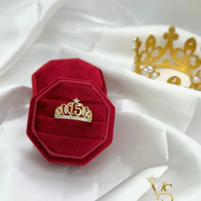 Valdes Luxury | 14K Gold Plated Layered Quinceañera Crown Ring | Sweet 15 | Daily Wear
