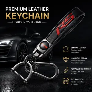Genuine Leather metal Keychain for RS - Anti-Scratch, Durable Car Key Ring & Fob Cover, Stylish Gift for Men