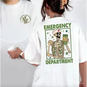Emergency Department Shirt/Sweatshirt/Hoodie, Skeleton Nurse St. Patrick’s Day Graphic Tee, Funny ER Nurse Shamrock Shirt, Medical Worker Gift, For Men and For Women